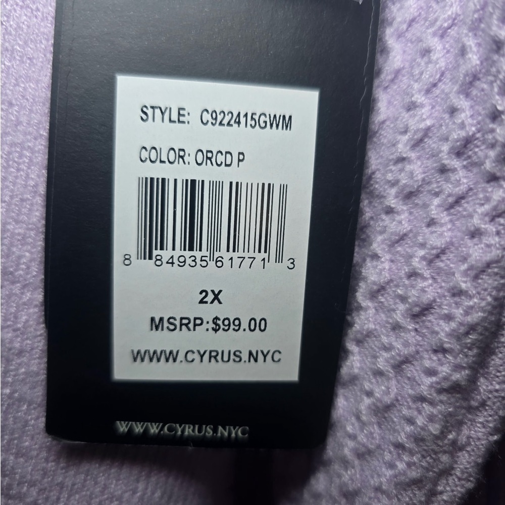 Cyrus Woman’s Lavendar Sweater Size 2X NEW Plus Textured Retail $99 Light - Picture 4 of 11